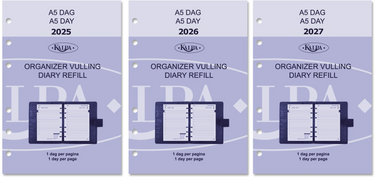 6201-25-26-27 210 x 144 mm 2025 2026 2027 A5 Recharges pour agenda NL FR